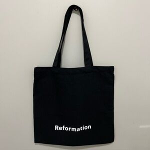 Reformation Canvas Tote Bag Black Shopping Bag Logo Casual Reusable Spell-out